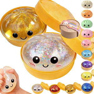 Juguetes de escritorio de vaporera de comida de color personalizado, juguetes de dumplings con purpurina, pelotas antiestrés de dumplings, juguete sensorial fidget, dumpling squishy con purpurina - Product Image 2