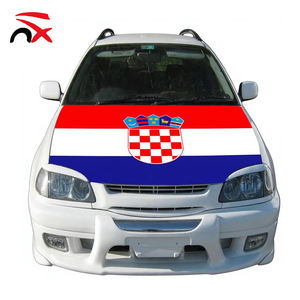 Housse de capot de voiture personnalisée en polyester avec drapeau croate pour la Coupe de football 2026, idéale pour la décoration extérieure des véhicules - Product Image 1