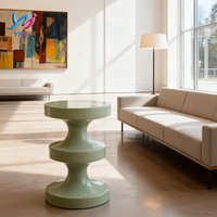 Table basse ronde moderne en fibre de verre de style nordique - Meuble de salon durable et écologique pour une utilisation à la maison et en extérieur