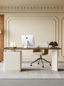 โต๊ะคอมพิวเตอร์อเนกประสงค์สไตล์วอลนัทหรูหราทันสมัยทำจากไม้ครีมลมทำจากไม้ดีไซน์ร่วมสมัยเบา - Product Image 5