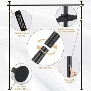 Ardooy 25mm miễn phí đứng hiện đại kim loại thép dọc căng thẳng phân vùng thanh phòng chia màn hình đen trắng điều chỉnh nghệ thuật - Product Image 5