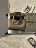 Sac à main enveloppe en cuir de vachette grainé, sacoche à rabat froncé, sac de jour ovale à fermoir rotatif, vente en gros, approvisionnement direct