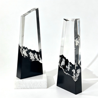 Trophée en bloc de marbre cristallin sablé 3D avec montagne enneigée à l'intérieur, gravure laser personnalisée, récompense pour un exploit majeur, plaque de récompense professionnelle