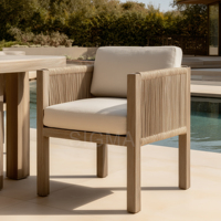 Tables et chaises de salle à manger d'extérieur en teck modernes pour hôtels, villas, cours et complexes hôteliers