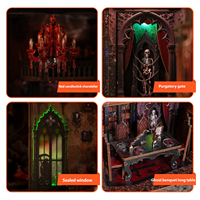 Kit de maison miniature DIY Dark Family - Maison de poupée en bois de style gothique avec décorations effrayantes