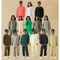 Ensemble décontracté deux pièces personnalisé, pull ample à bords arrondis et pantalon de survêtement, en tissu épais 400 g/m², vierge pour impression, disponible en plusieurs tailles