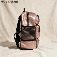 Mochila Escolar Impermeable con Brillantina Color Oro Rosa para Niñas, con Logotipo Personalizado, Gran Capacidad, Suave y Brillante