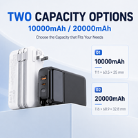 Batterie externe pliable à brancher sur prise murale 10000mAh 20000mAh Chargeur portable 22.5W Charge rapide Câbles intégrés Batterie externe USB