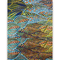 Kain katun lilin ringan berkilauan dengan motif lilin asli berkualitas tinggi, motif garis emas Afrika, permukaan berlapis lilin, untuk kain gorden, kemeja anak laki-laki