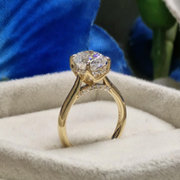 Bague de fiançailles en or massif 10K/14K/18K avec diamant de laboratoire ovale de 3 carats, halo dissimulé et pavé, certifiée IGI CVD/HPHT, personnalisable