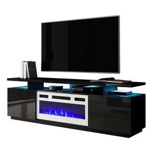 Moderne Houten Open Haard 75Inch Led Tv Stand Hout Open Haard Elektrische Open Haard