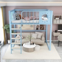 Lit mezzanine en fer forgé moderne avec bureau Cadre en fer duplex simple et peu encombrant pour petits appartements Usine directe