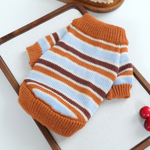 Suéter Moderno para Perro, <span class=keywords><strong>Ropa</strong></span> para Mascotas, Primavera/Otoño, Suéter Transpirable a Rayas Color Caramelo y Sal Marina para Perros Pequeños y Cachorros - Product Image 3