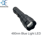 Lampe torche LED bleue zoomable OEM 502Bs 480nm pour la pêche nocturne, avec zoom de mise au point