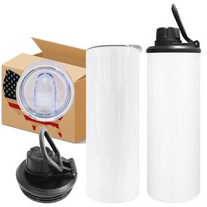 Blank Sublimation Tumblers 20Oz With Two Lids <b>Portable</b> Leak Proof Sports Skinny Straight Water Bottle - Product Image 1