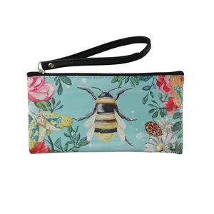 定制蜜蜂印花小号女式腕带钱包手机袋名牌零钱包