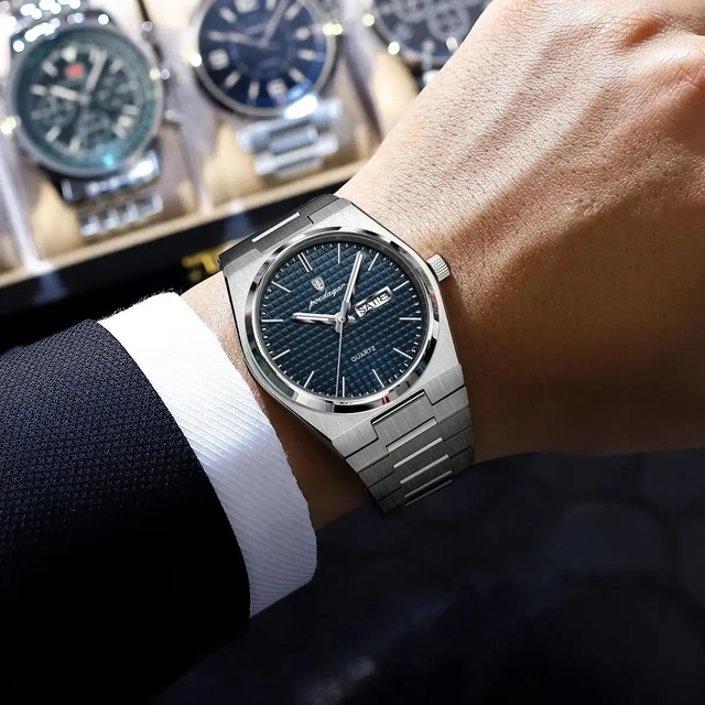 POEDAGAR 821 Men Original Brand Quartz Watch Waterproof Luminous Hands Calendar Mens Style Wristwatch for Man Relogio Masculino