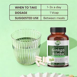 OEM ODM Marque Privée Ginkgo Biloba 500mg - Soutient la Fonction Cérébrale et la Santé Cardiovasculaire, Favorise l'Humeur Positive et l'Énergie, Végétalien - Product Image 4