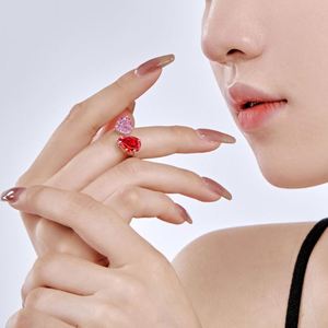 Dylam Sparkling Diamond <b>Adjustable</b> Eternity <b>Ring</b> Rhodium Plated Pear Heart Shape 8A Zirconia Wedding <b>Rings</b> for Women - Product Image 2