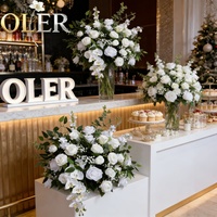Rangée de fleurs 3D en tissu OLER blanc et rose, rose et hortensia, non-décolorante, enroulable, pour la décoration de tables de mariage et de fêtes