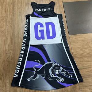 Abito da netball personalizzato FQ traspirante senza maniche con stampa Maori, abito da netball con stampa a foglie di <span class=keywords><strong>felce</strong></span>, abito da netball vintage con velcro per donna - Product Image 5