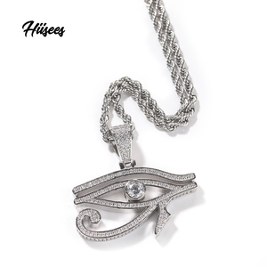 Frete grátis jóias 18k banhado a ouro gemstone colar olho de horus pingente banhado a prata hip hop <span class=keywords><strong>mens</strong></span> pingente - Product Image 1