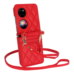 สายคล้องไหล่หนัง PU ที่ใส่นามบัตรฝาหลังโทรศัพท์สำหรับ Huawei เคสโทรศัพท์ป้องกันบานพับกระเป๋า P50 - Product Image 1