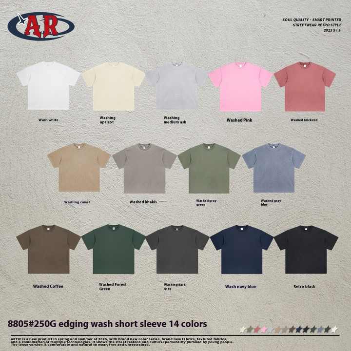 2025 Summer New Arrival Collection Men's & Women's Breathable Casual Short Sleeve Shorts Set Old Dyeing Water Washed Fashion Set