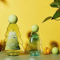 Emballage cosmétique design sapin de Noël, flacon vide en plastique pour bain de bouche avec pompe, pour soins bucco-dentaires et emballage de boissons