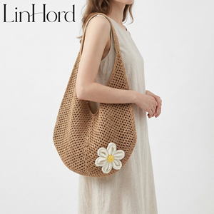 Bolso de mano de <span class=keywords><strong>ganchillo</strong></span> para mujer, bolso de hombro de gran capacidad tejido en malla, estilo bohemio, ligero, para playa, vacaciones de verano, tejido a mano - Product Image 2