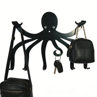 Leuke metalen wandhaak in octopusvorm - Decoratieve kapstok voor keukengerei, handdoeken, sleutels - Organizer met 8 haken