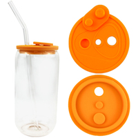 JM Couvercles en silicone de remplacement de 2,75 pouces/70 mm pour gobelets en verre de 16 oz et 20 oz avec couvercles en bambou et pailles