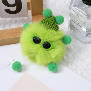 Coloré en gros mignon charbon Pom Pom boule poupée porte-clés pendentif fourrure cheveux boule porte-clés bouffée boule porte-clés - Product Image 5