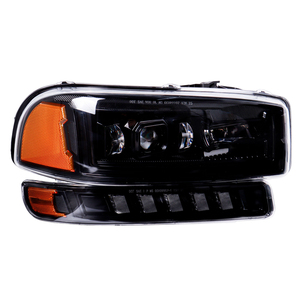 Fari a LED per GMC Sierra 1500 2500 HD 3500 1999-2007, Gruppo Ottico con Alloggiamento Nero e Lente Trasparente, Lato Sinistro + Destro - Product Image 2