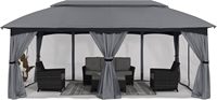 Abri de jardin extérieur robuste 10x20 avec double toit, moustiquaire et écran pour terrasse et jardin