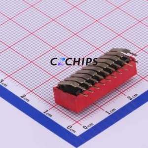 NDA-10V DIP Switch Through hole Component (THT) Switch ( Number of Switch Sections: 10 )( Lead Spacing: 2.54mm )( Color: Red ) - Product Image 2