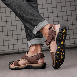 Sandalias de Verano de Cuero con Punta Cerrada para Hombre, Zapatos Deportivos de Senderismo y Pesca con Correa para Caminar - Product Image 3