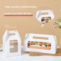 Boîte d'emballage carrée pour gâteau roulé et mousse, boîte à emporter transparente en papier blanc pour gâteau, emballage alimentaire