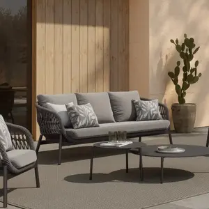 Xy Beste Commerciële Buitenmeubels Aluminium Patio Set UV-Bestendige Geweven Touw Tuinbank