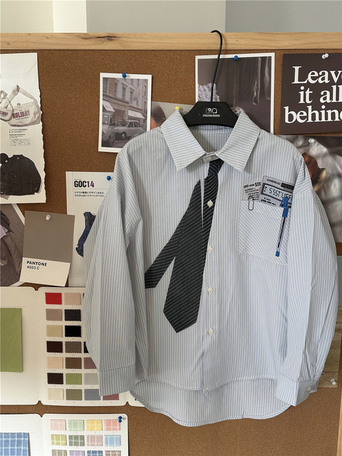 2026 Wholesale Spring Fashion Korean Boys Personality Design Stripe Shirt