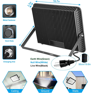 Reflector LED para Exteriores de 10W 20W 30W 50W 100W 150W 200W 300W, Cuerpo de Aluminio, IP66 Impermeable, para Caminos, Jardines, Puertas y Paredes - Product Image 2