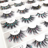Jaunty Sky fait à la main diamant pleine bande faux cils Halloween noël couleur lumineux fête paillettes vison fibre cils