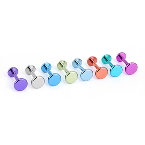 ASTM F136 Titanium Legering Dubbelzijdige Platte Achterkant Intern Gedraaide <span class=keywords><strong>Labret</strong></span> Studs Kraakbeen Studs Oor Lip & Neus Body Piercing - Product Image 2