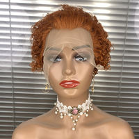 Perruques Courtes Pixie en Cheveux Humains, Couleur Personnalisée P4/30, Ondulées Effet Mouillé, Sans Colle, avec Lace Frontale 13x4, Cheveux Humains Vierges pour Femmes