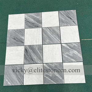 Carrelage de sol <span class=keywords><strong>en</strong></span> marbre blanc et gris, motif damier, pierre naturelle polie, pour salle de bain et cuisine - Product Image 4