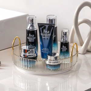 Organizador de maquillaje de belleza cosmética, caja de almacenamiento de cosméticos, estante de almacenamiento giratorio, organizador de tocador transparente - Product Image 3