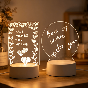 Diy 3D <b>LED</b> Gift Blank Night <b>Light</b> Creative Rewrite Acrylic Note Board <b>LED</b> Rewritable Night <b>Light</b> with Memo Board - Product Image 2