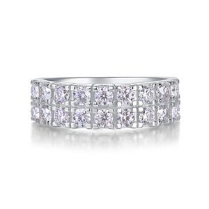 Superbe Bague Éternité Double Rangée de Moissanites pour Femme, Bijou de Luxe en Argent Sterling 925 avec <span class=keywords><strong>Pierres</strong></span> <span class=keywords><strong>Précieuses</strong></span> Pavées - Product Image 6