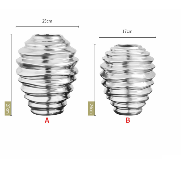 Modern living room creative flower arrangement craft decoration spiral gold and silver ceramic vase