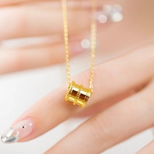 Lucky Charm Slim Waist Necklace Golden Pendant <b>Titanium</b> Steel Clavicle <b>Chain</b> For Women Gift - Product Image 1